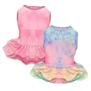 2 Pack Dog Dresses Spring Summer Dog Clothes Dress M-Chest(14"-16") Tie Dye-1