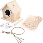 SEWOART 1pc Creative Wooden Birds Nest Cage Beige Breeding Box for Small Birds Safe and Durable Home Decoration for Outdoor Use