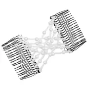 Bead Stretchy Women Hair Combs Double Magic Slide Metal Comb Clip Hairpins 1pcs