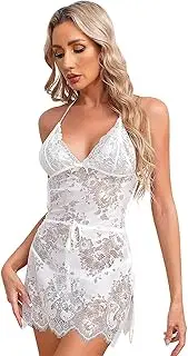 [GRRKDFQ] Women's Bustiers & Corsets See Through V Neck Side Split Lace-Up Lace Lingerie Set