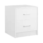 Design Square Marcus Wooden Nightstand Bedside Table W/ 2-Drawer White