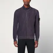 [Stone Island] Zipped cotton cardigan in amaranth colour M Black