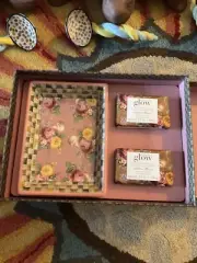 Mackenzie-Childs Glow Home Apothecary Soaps & Caddy Set Champagne & Cake. NIB.