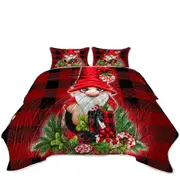 Christmas Plaid Cutie Gnome Coverlet