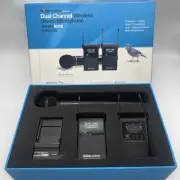 2.4GHZ DUAL CHANNEL WIRELESS STEREO INTERVIEW MICROPHONE FOR CAMERA CAMCORDER