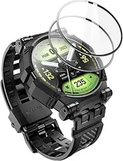 i-Blason Armorbox Compatible with Samsung Galaxy Watch 6/5/4 [44mm], Rugged Durable TPU Galaxy Watch 6/5/4 Band with 2-Pack Tempered Glass Screen Protector (Black)