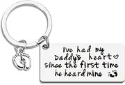 [Kilener] Father's Day Keychain for Dad - Birthday Gift from Daughter Sons, New Dad Gifts for Men, Xmas Present - I've Had My Daddy's Heart Since The First He Heard Mine