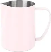480ML Coffee Frothing Cup Stainless Steel Milk Frother Jug Point Mouth Latte Art Pitcher with Inner Scale (Pink)