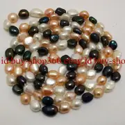 Fashion 9-10mm White Pink Black Baroque Freshwater Pearl Necklace 36''