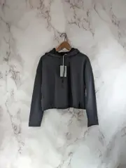 Everlane Hoodie Womens XS Black The Retro Jersey Pullover Sweatshirt Crop Top