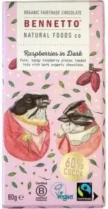 Bennetto Organic Dark Chocolate Raspberries In Dark 12x80g