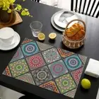 4Pcs Rectangular Geometric Table Mat Floral Dining Mats Festival