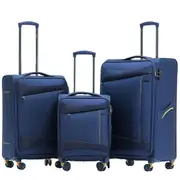 Tosca Flight Softside Luggage 3 Piece Set Navy/Yellow TCA787-3