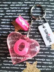 Brand New Smiggle Letter Keyring Keychain Shimmery Love Heart Pink Letter C