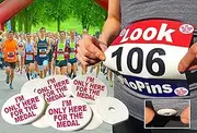 [EventClip] I’m Only Here for The Medal x 4 Bib Clips, Snap-Lock for Securing Running and Cycling Numbers. Made with Recycled Plastic (The Original & The Best Est 2012)