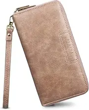 [FT FUNTOR] Wristlet Wallets for Women, Ladies PU Vegan Leather Clutch Wallet Zip around Phone Purse Card Holder Organizer
