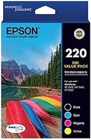 EPSON 220 Four Colour Std Value Pack (Black, Cyan, Magenta and Yellow)-Epson Workforce WF-2630, WF-2650 & WF-2660