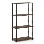 Furinno Turn-N-Tube Engineered Wood 4-Tier Shelf Display Rack in Walnut