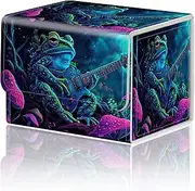 Card Game Storage Box for TCG MTG Commander Deck Box Card Box Organizer Trading Card Case TCG Card Storage Box Magnetic Closure Creative Pattern Up to 200 Cards, A Frog With Guitar Mushrooms