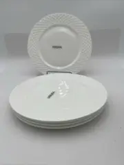 Set Of 5-Mikasa Trellis Bone China White 9" Salad Plate,9" Plate NEW
