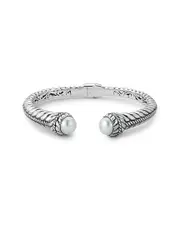 Samuel B. Silver Pearl Hinged Bangle Bracelet