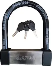 EnzZone Heavy Duty Anti Theft Alarm U Lock for E-Bikes, Scooters, Motorcycles - 16mm Stainless Steel, 3 Keys, Weatherproof