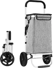 Waterproof Shopping cart Trolley Foldable Aluminium Grocery Bag Grey