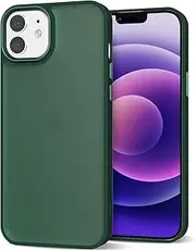LoeoeL for iPhone 12 Mini Case Clear Matte, Frosted Translucent Thin Slim Protective Phone Case for Women Men, Shockproof Hard Plastic & TPU Silicone Non-Slip Bumper, Dark Green