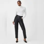 Spanx Faux Vegan Leather Slim Straight Pants in Luxe Black Sz Small 20528R