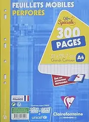 Clairefontaine Ref: 17551C – 1 x Pack of Perforated Mobile Scannable Large Grid Squared Paper 90g (Pack of 200 + 100 Free)