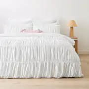 Arlo Cotton Quilt Cover Set - Double Bed, White