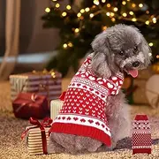 Dog Sweaters with hat for Winter, Soft Thickening Warm Pup Dogs Shirt Christmas Turtleneck Pet Sweaters for Small Medium Large Dogs, Double Knitting Collar Puppy Clothes (Red Heart, Large)