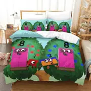 v490 Bed Sheets Cartoon Number-Blocks Bedding Set,Duvet Cover Bed Set Quilt Cover Pillowcase,King Queen Twin Size Boys Girls Adults 3-Piece Bedding Se