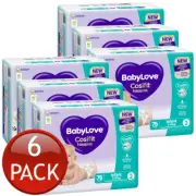 6 x Babylove Cosifit Nappies Size 2 Infant 3-8Kg Unisex Baby Nappy Pads 76 Pack