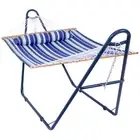 2-Person Quilted Hammock with Universal Steel Blue Stand - Beach by Sunnydaze