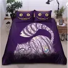 Cheshire Cat Alice In Wonderland We're All Mad Here Purple 3D Quilt Bedding Set