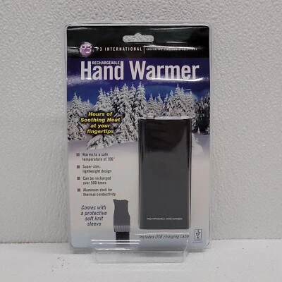 P3 International Rechargeable Hand Warmer Black W/ Sleeve & USB Charging Cable