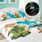 KALEIDOSPACE Gilrs Boys Bedding Sets Twin, 5 Piece Glow in the Dark Dinosaur Bed