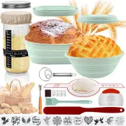 Banneton Bread Proofing Basket Sourdough Starter Kit, 34oz Jar, 2 Silicone Sling