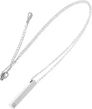 [Tofficu] Stainless Steel Diamond Necklace Couples Necklace Necklaces for Men Women Neck Chain Metal Bar Necklace Bar Neck Chains for Women Metal Neck Chains for Women Silver Zircon