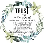 Fabric Panel 14"x14" Proverbs 3:5-6 Scripture 100% Cotton Quilting Sewing Panel Square M5110