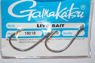 gamakatsu live bait hooks size 8/0 nickel 18018 versatile strong saltwater