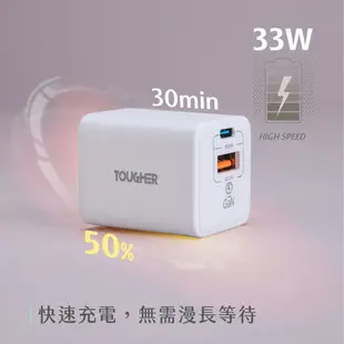 Tougher 33W PD+QC 氮化鎵GaN 閃充充電器