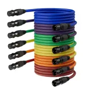 XLR Cables 15Ft 6 Pack, Microphone Cable Male to Female, XLR Speaker Cable 6 Col