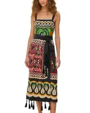 Farm Rio Coconut Tree Flowing Scarf Dress