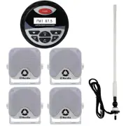 Herdio 4" Bluetooth Marine Audio LCD Stereo Radio+4" Boat Speakers+FM AM Antenna