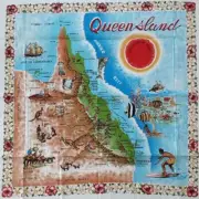 Brand New Vintage Surfers Paradise Australia Souvenir Tablecloth 130cm Square