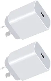 20W Fast Charger USB C Type Wall Plug AUS Wireless Chargers Adapter 20W PD Adapter (2 Pack) for Samsung iPhone Mobile Phone