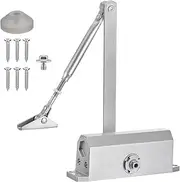 uxcell Door Closer Automatic Door Closer for 65-85kg Outdoor Internal Metal Wooden Doors,90D Medium Duty Spring Hydraulic Auto Door-Closer Automatic Adjustable Closer(Silver,Aluminum)