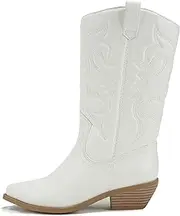 Soda Reno Women Western Cowboy Pointed Toe Knee High Pull On Tabs Boots
